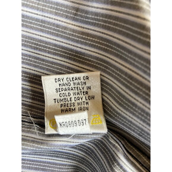 Bugatchi Uomo Dress Shirt 15 32/33 Navy White Stripe Button Up  Preppy Corpcore - Picture 8 of 8